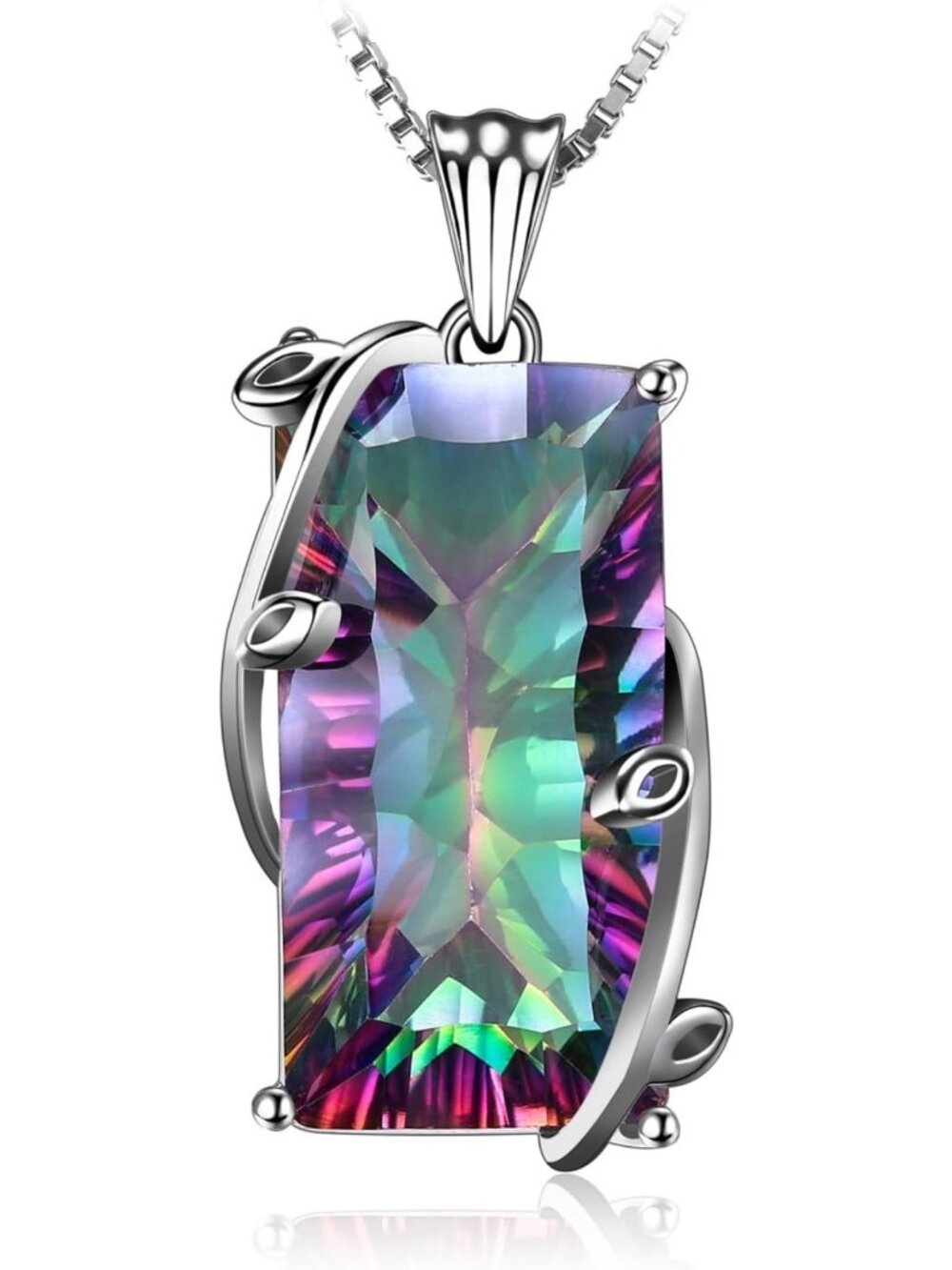 JewelryPalace Multicolor Luxurious 15.2ct Rectangle Genuine Mystic Quartz